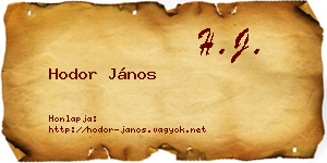 Hodor János névjegykártya